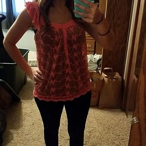BRAND NEW! Adorable see-through coral tank top